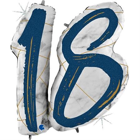 Marble Mate Numbers 18 Blue-Glitetr Hol. - Single Pack - 36"