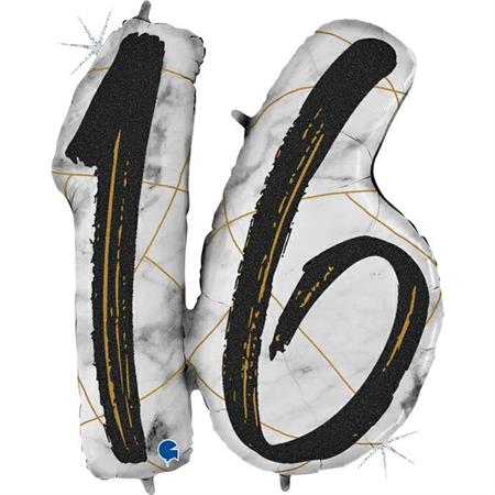 Marble Mate Numbers 16 Black-Glitetr Hol. - Single Pack - 36"