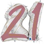 Marble Mate Numbers 21 Rose Gold-Glitetr Hol. - Single Pack 43"
