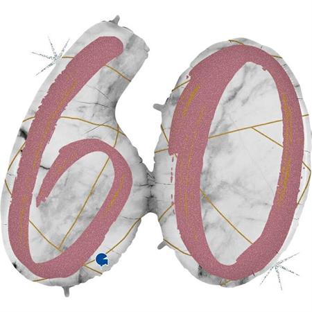 Marble Mate Numbers 60 Rose Gold-Glitetr Hol. - Single Pack 36"