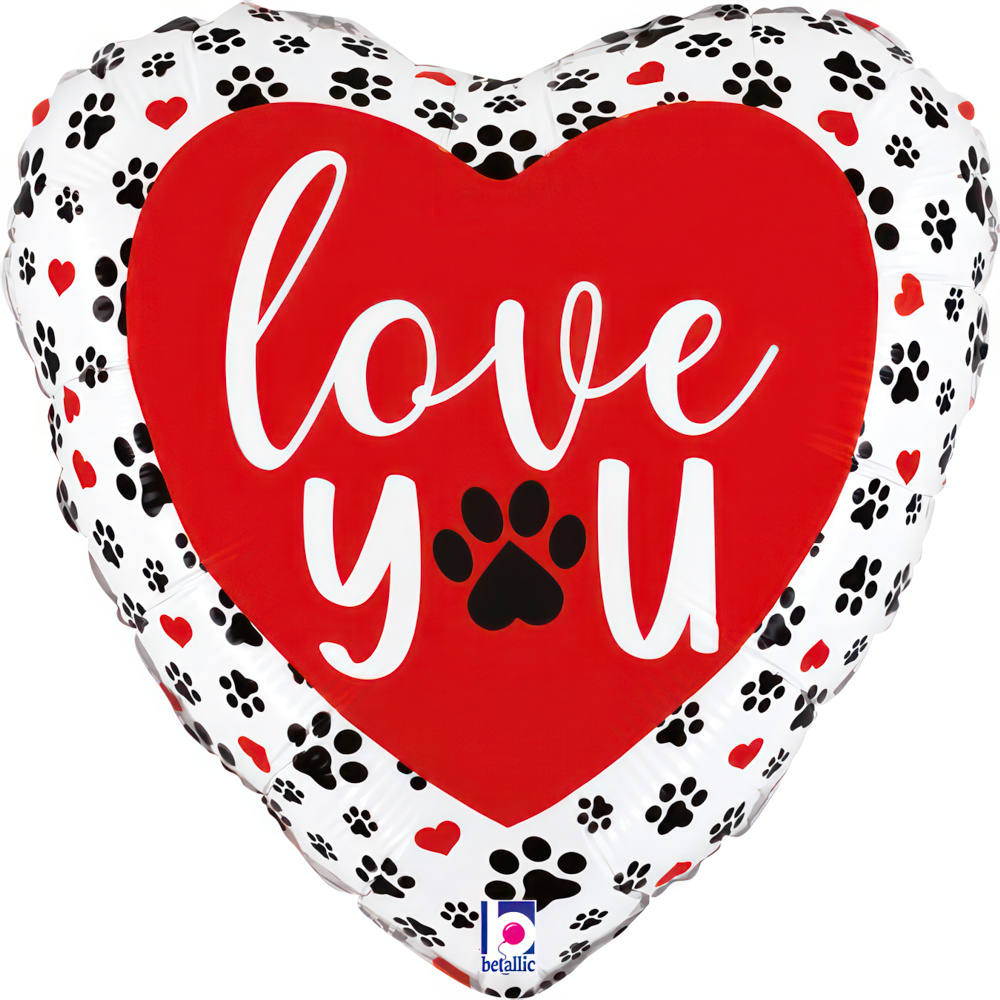 09" minishape heart Love You Paw Prints