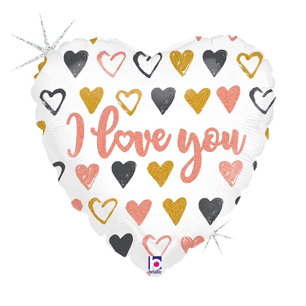 18" sheap heart Rose Gold Heart Love You 18" Glitter Hol. Single Pack